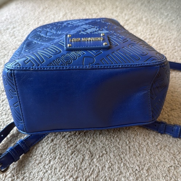 Love Moschino Blue Signature Embossed Classic Medium Backpack - Picture 4 of 13